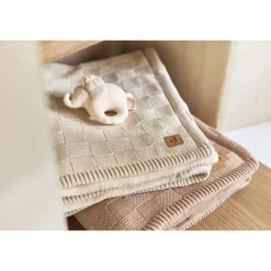 Couverture bébé chaude 100 x 150 cm box knit velvet milky coffee