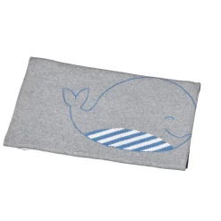 Couverture bébé en maille 80x100cm blue baleine