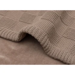 Couverture bébé tricot 75 x 100 cm box knit velvet milky coffee