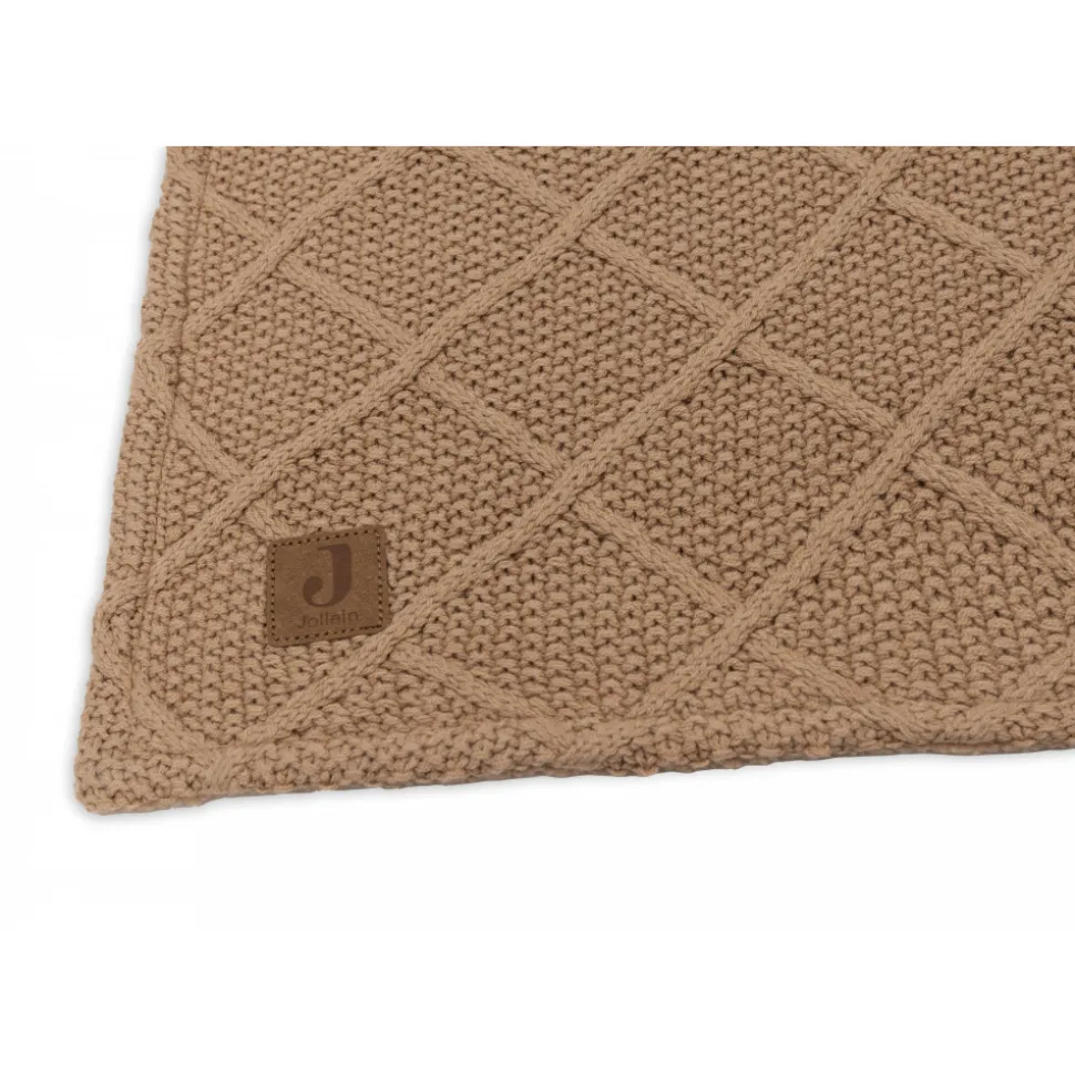 Couverture bébé 75x100 cm check knit teddy fleece biscuit
