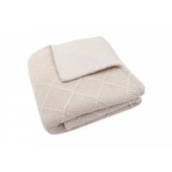 Couverture bébé 75x100 cm check knit teddy fleece oatmeal