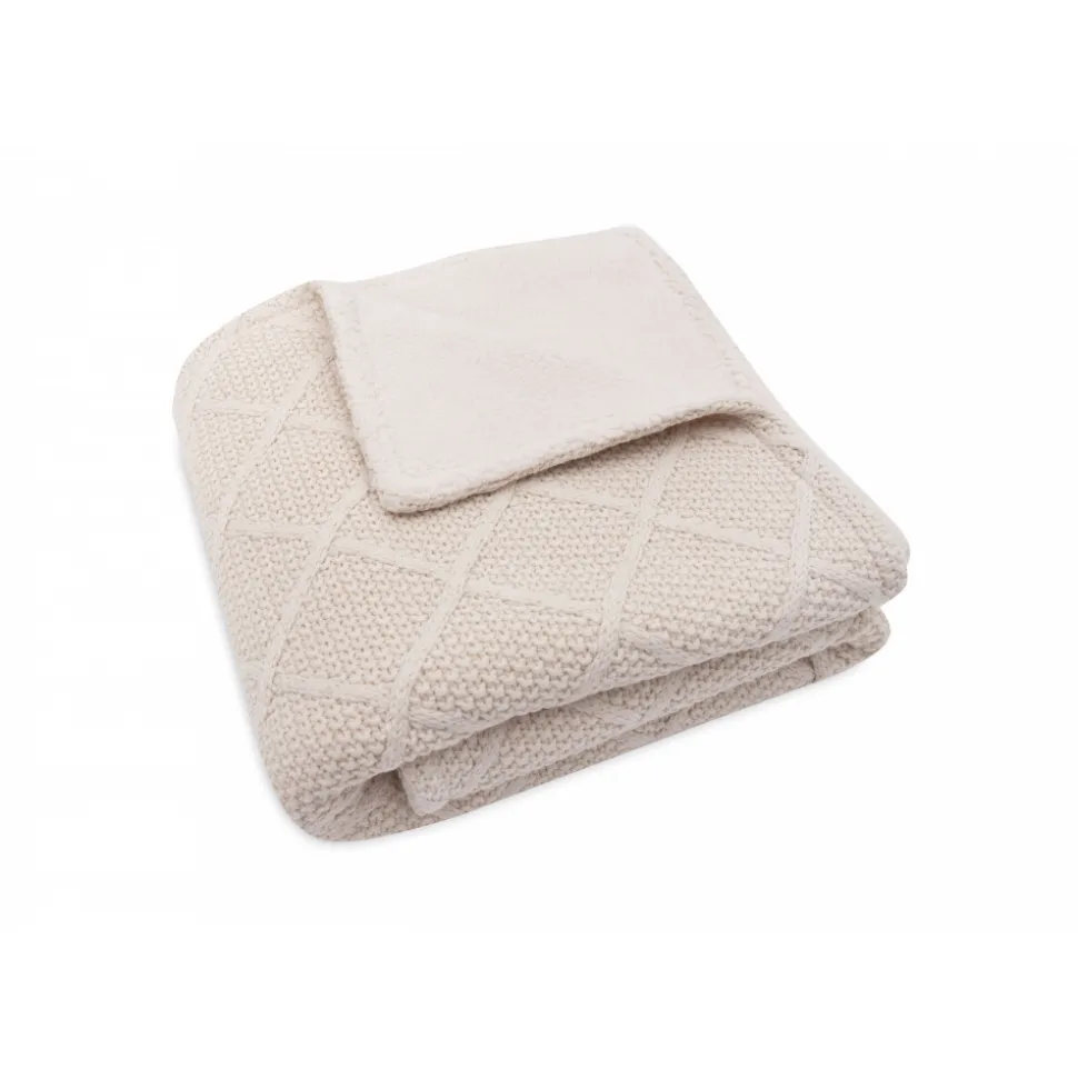 Couverture bébé 75x100 cm check knit teddy fleece oatmeal