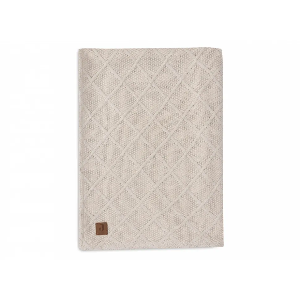 Couverture bébé 75x100 cm check knit teddy fleece oatmeal
