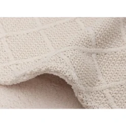 Couverture bébé 75x100 cm check knit teddy fleece oatmeal