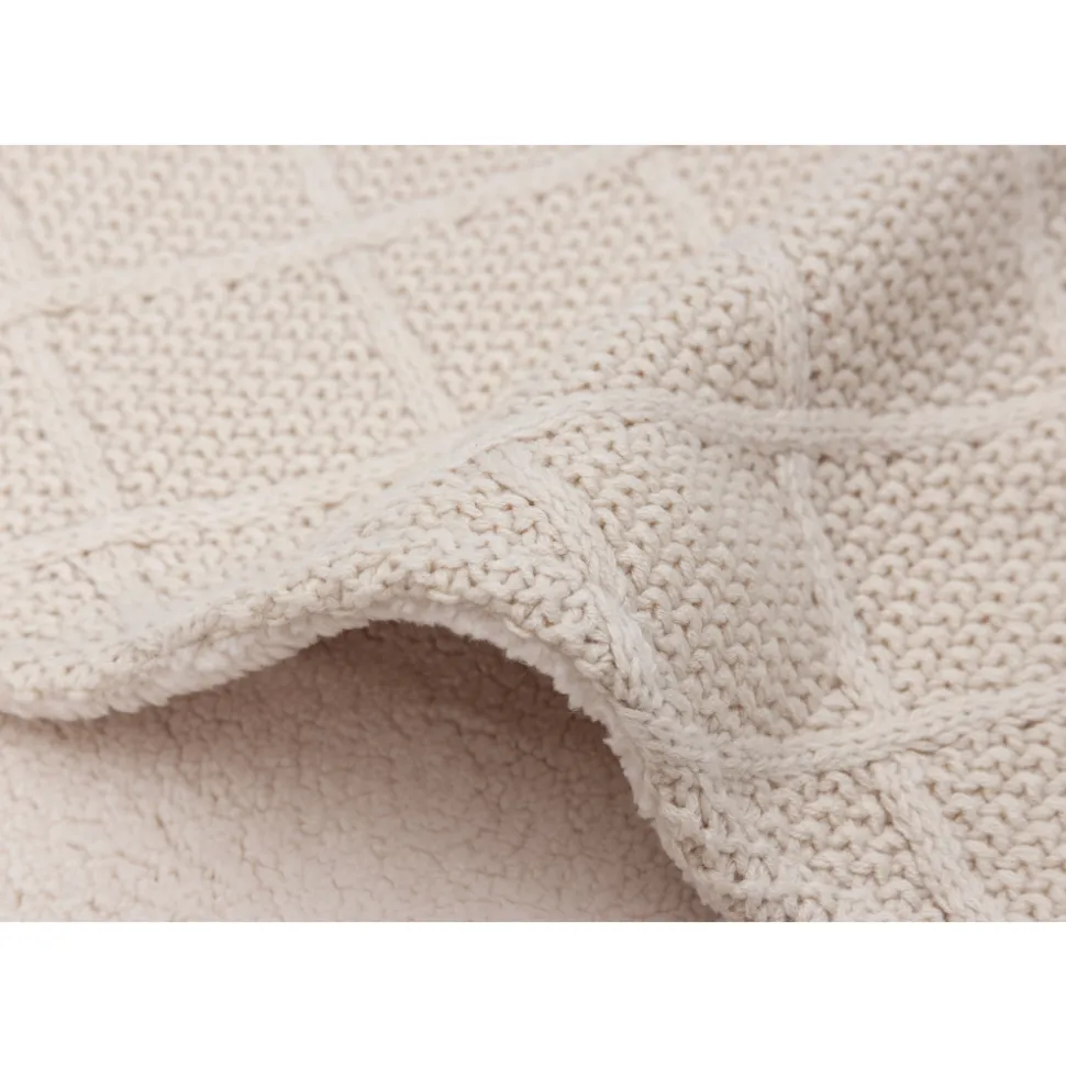 Couverture bébé 75x100 cm check knit teddy fleece oatmeal