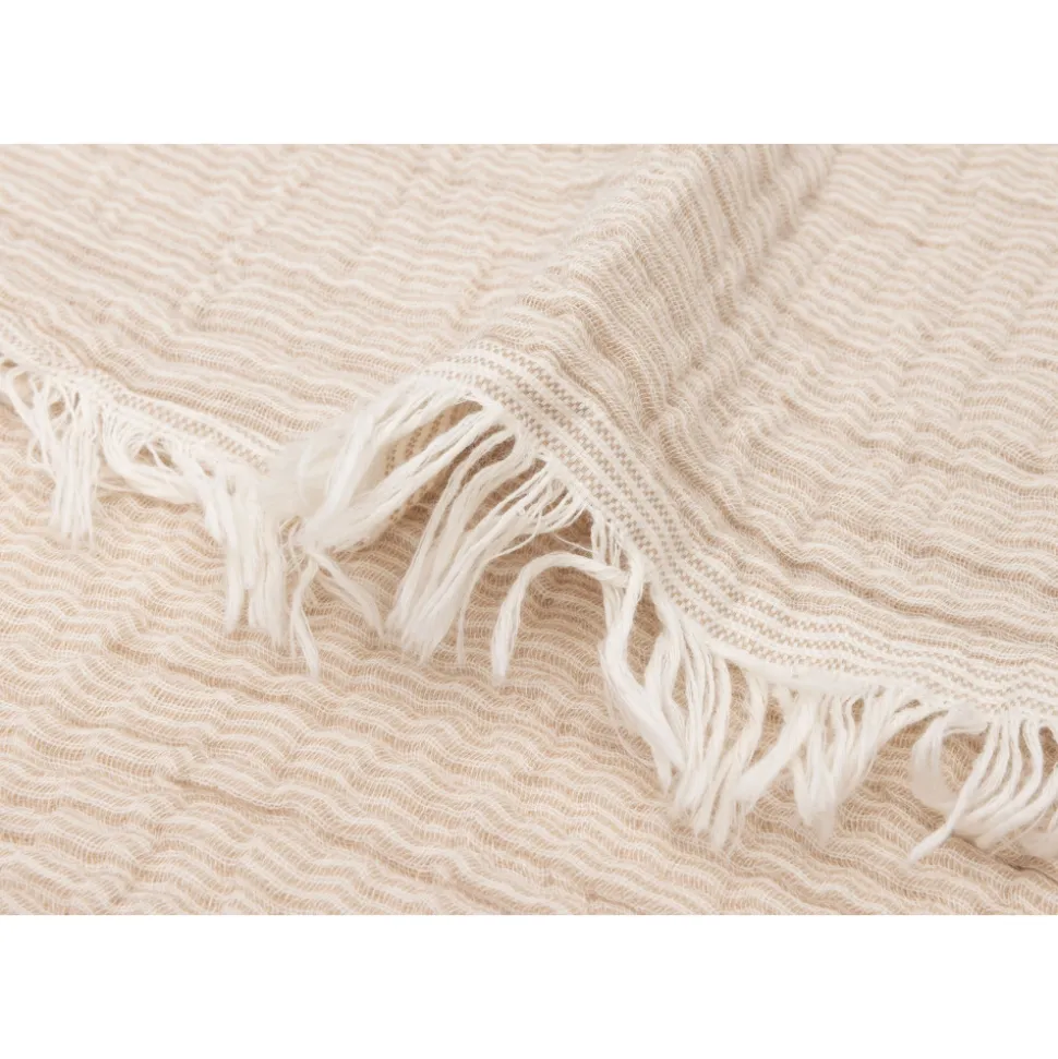 Couverture bébé 75x100 cm à franges biscuit