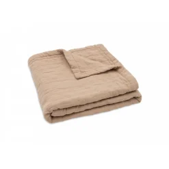 Couverture berceau 75x100 cm gaze de coton jacquard biscuit