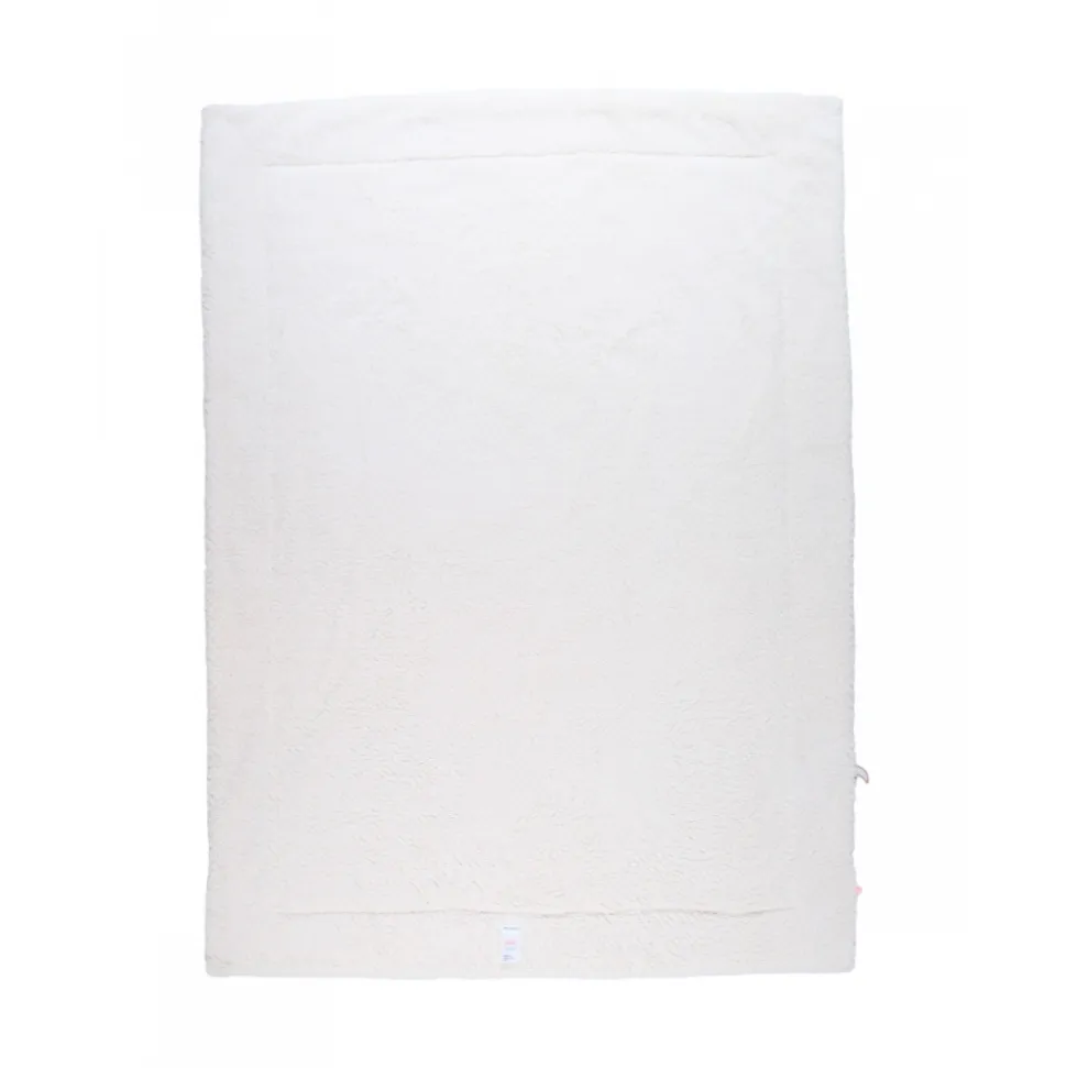 Couverture colombes du bonheur 100x140 cm en mousseline et sherpa - bali, moka & snow