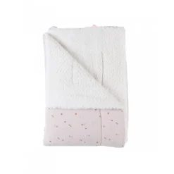 Couverture colombes du bonheur 100x140 cm en mousseline et sherpa - bali, moka & snow
