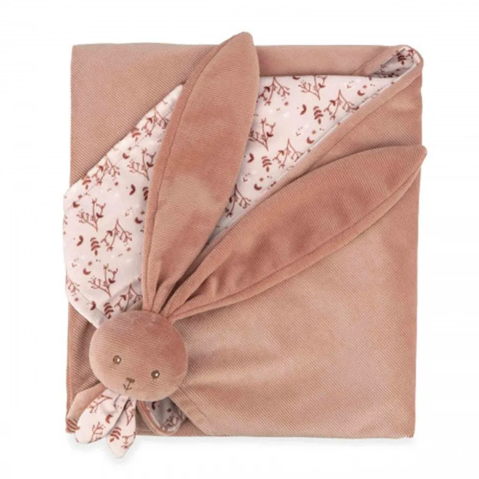 Couverture doudou lapin 80 x 70 cm terracotta