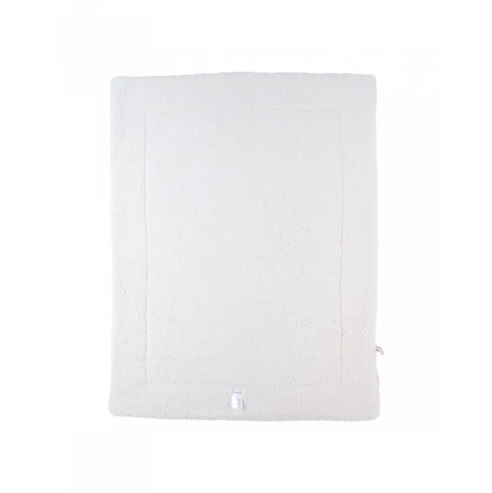 Couverture en mousseline et sherpa colombe du bonheur 75 x 100 cm bali, moka & snow