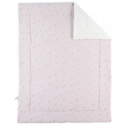 Couverture en mousseline et sherpa colombe du bonheur 75 x 100 cm bali, moka & snow