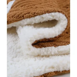 Couverture en tricot 75x100cm sweet caramel avec sherpa - mix and match