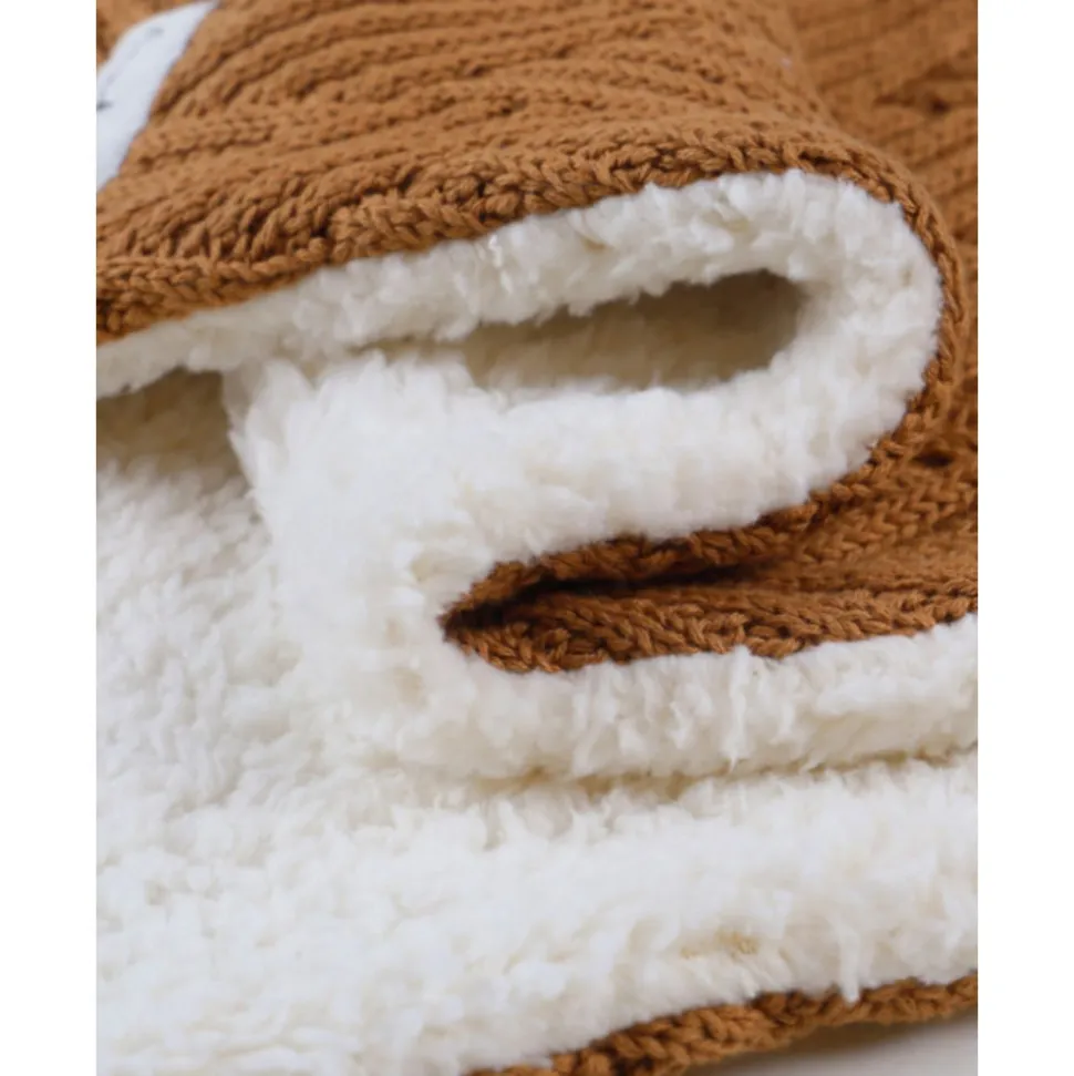 Couverture en tricot 75x100cm sweet caramel avec sherpa - mix and match
