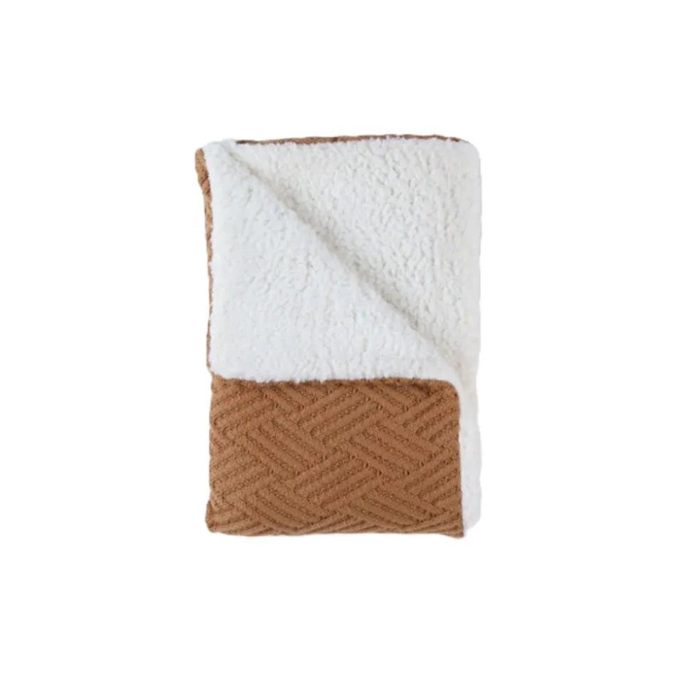 Couverture en tricot 75x100cm sweet caramel avec sherpa - mix and match