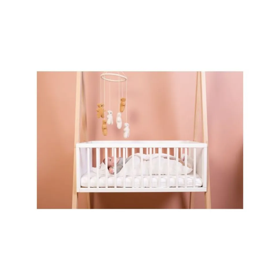 Couverture enveloppante universelle 75x75 cm en mousseline et jersey beige