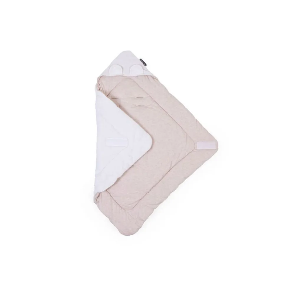 Couverture enveloppante universelle 75x75 cm en mousseline et jersey beige