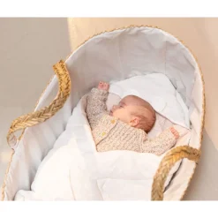 Couverture enveloppante universelle 75x75 cm en mousseline et jersey beige
