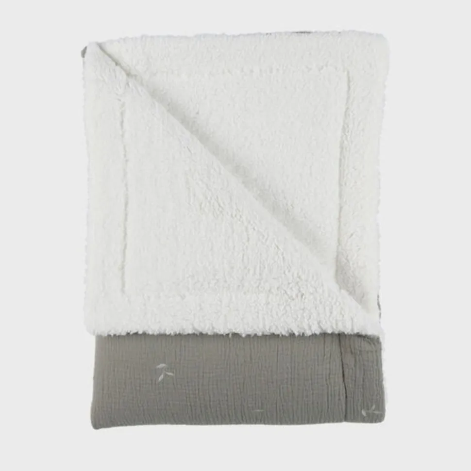 Couverture kendi 100x140 cm en veloudoux kaki