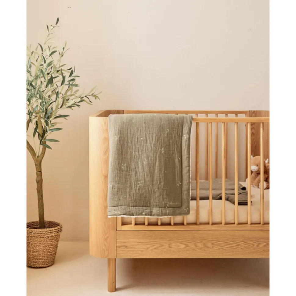 Couverture kendi 100x140 cm en veloudoux kaki