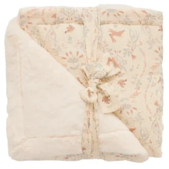 Couverture luxe microfibre avec fausse fourrure 70 x 100 cm jardin enchanté