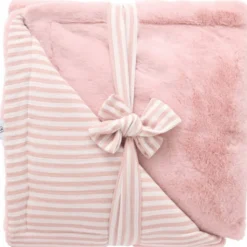 Couverture luxe microfibre soft stripes vieux rose