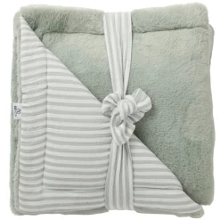 Couverture luxe microfibre soft stripes vert de gris
