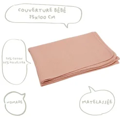 Couverture matelassé 75 x 100 cm - rose