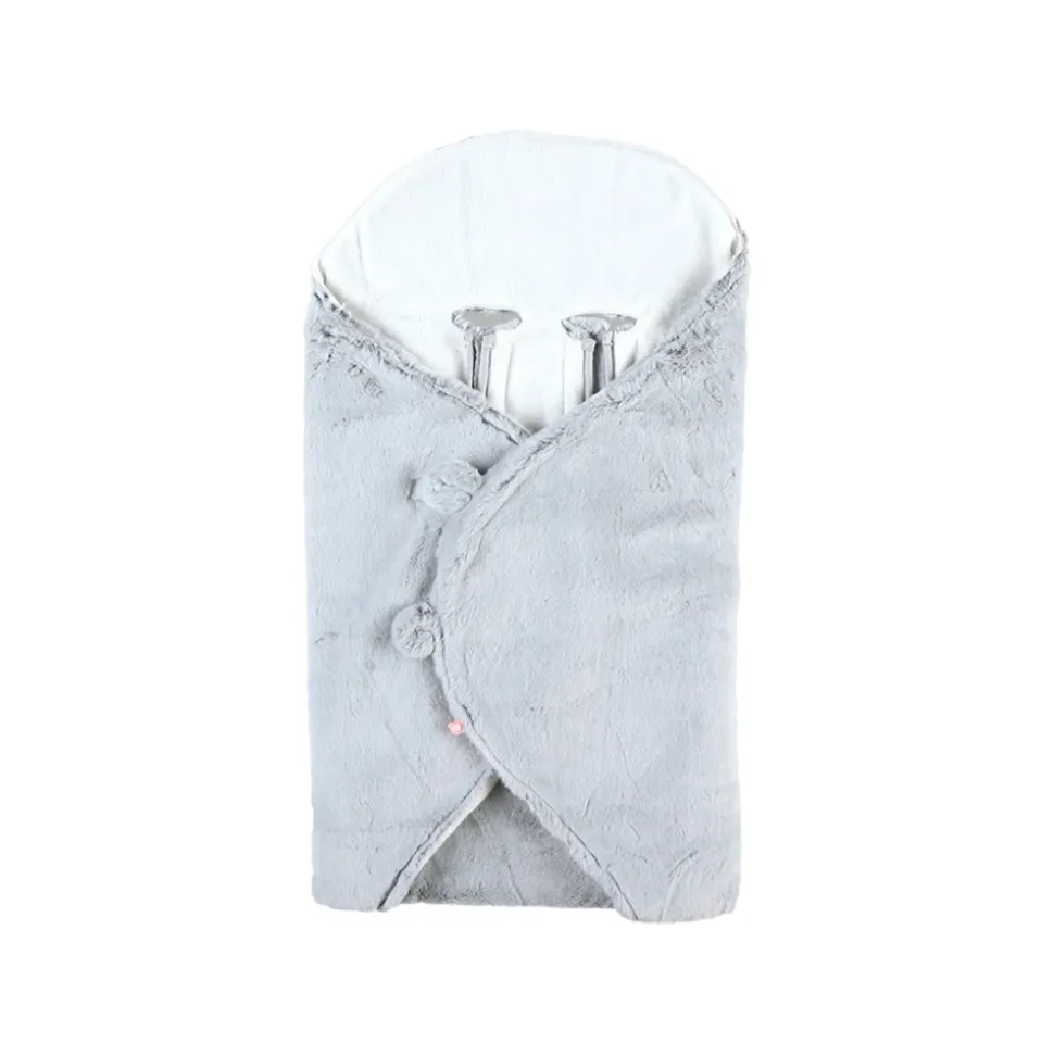 Couverture promenade gris clair fausse fourrure