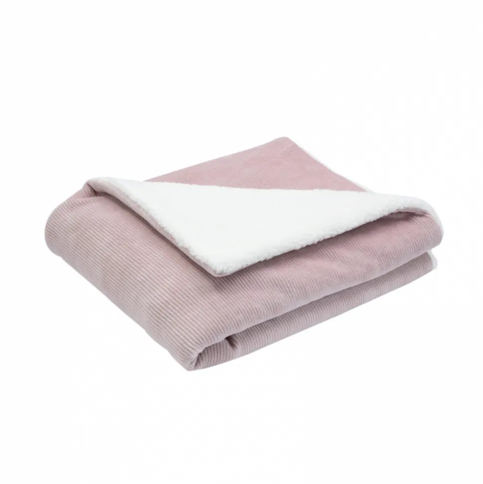 Couverture 100x75 cm - sherpa vieux rose