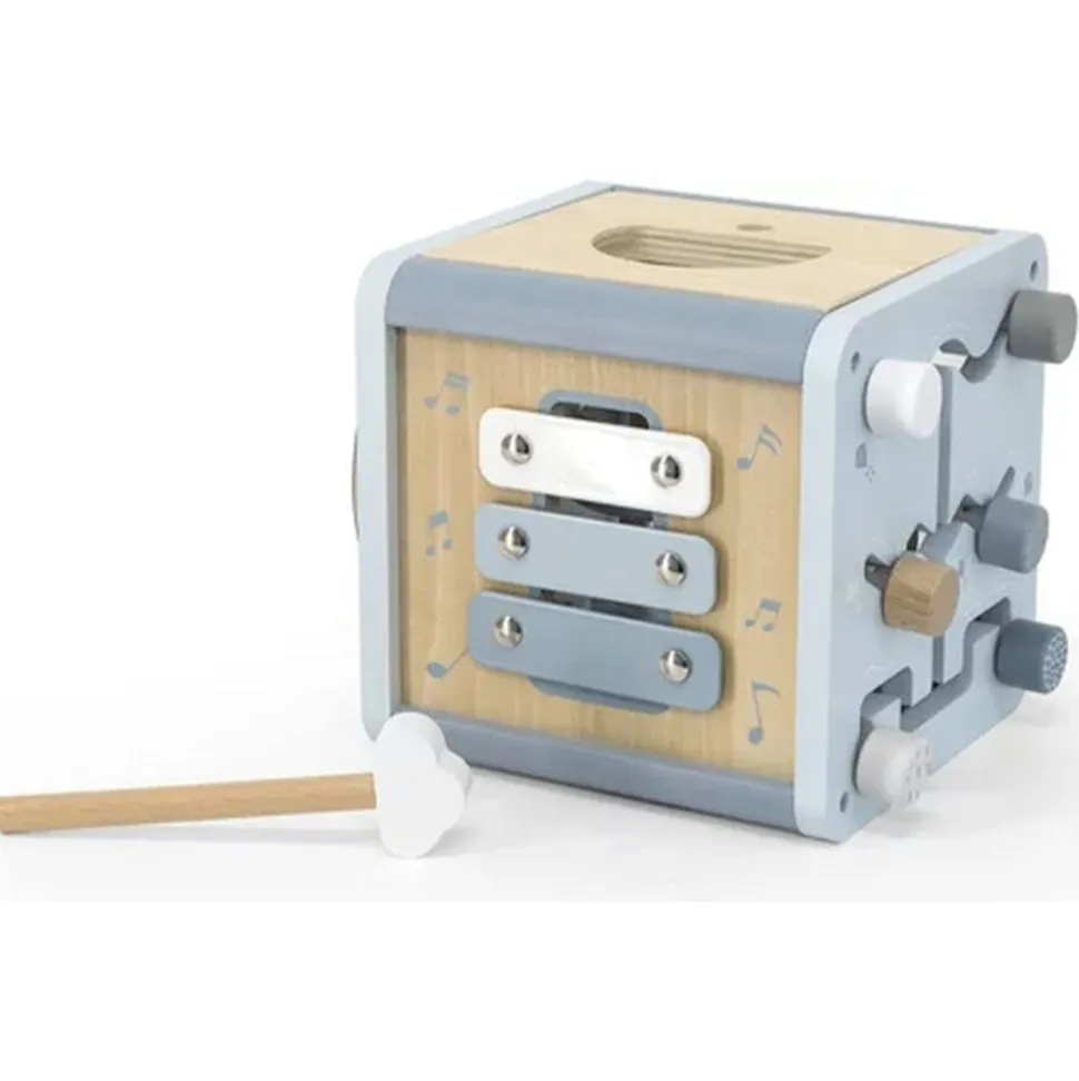 Cube d'activités en bois - bleu