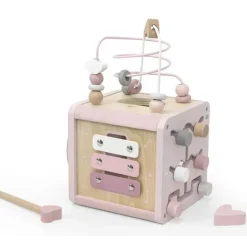 Cube d'activités en bois - rose