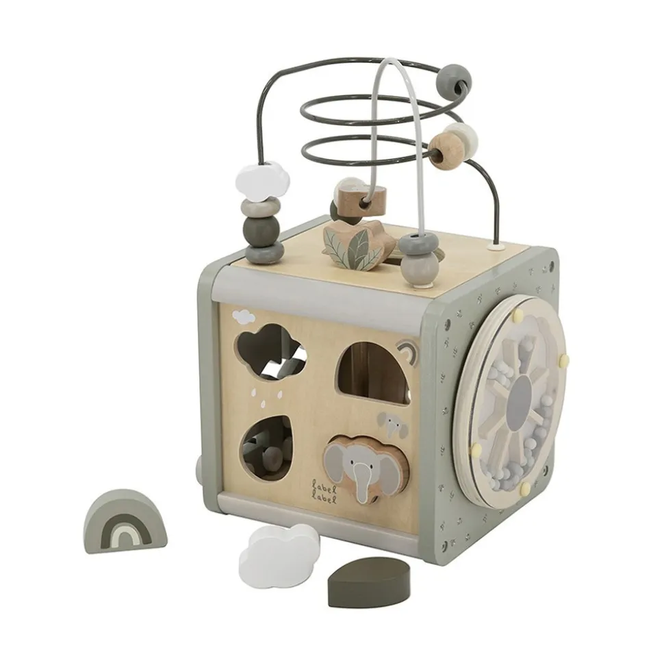 Cube d'activités en bois - vert olive