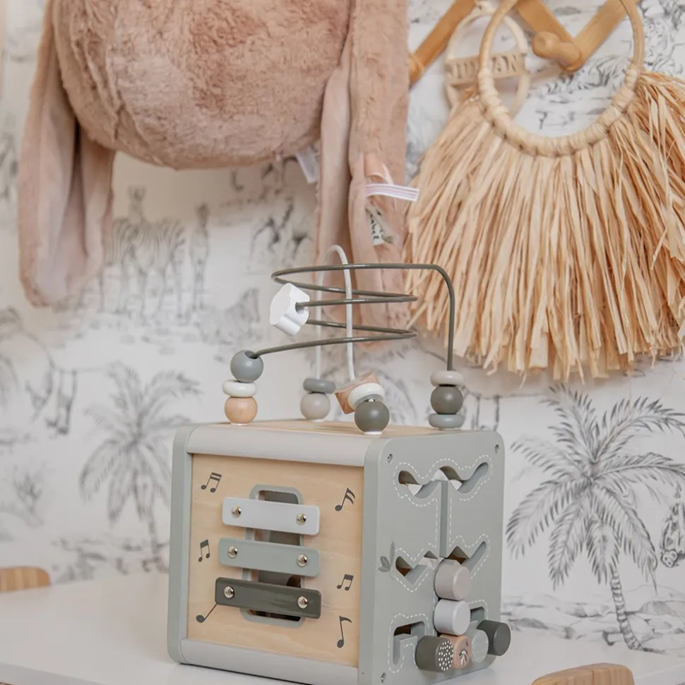 Cube d'activités en bois - vert olive