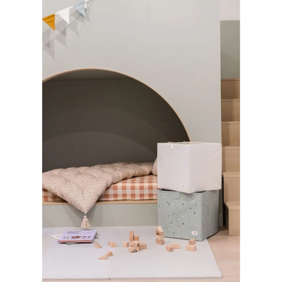 Cube de rangement uni crème 33 x 33 cm