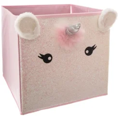 Cube de rangement 29x29 cm licorne rose