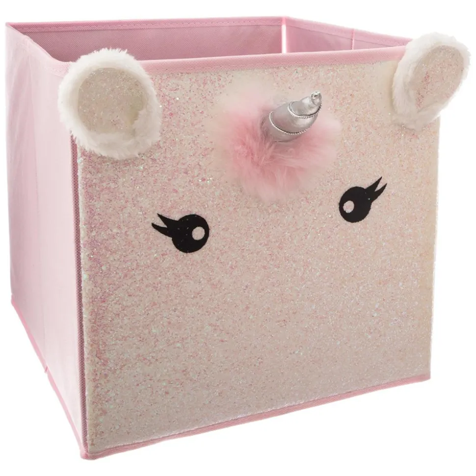 Cube de rangement 29x29 cm licorne rose