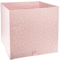 Cube de rangement 29x29 cm rose étoiles blanches