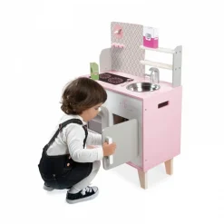 Cuisine enfant en bois macaron rose