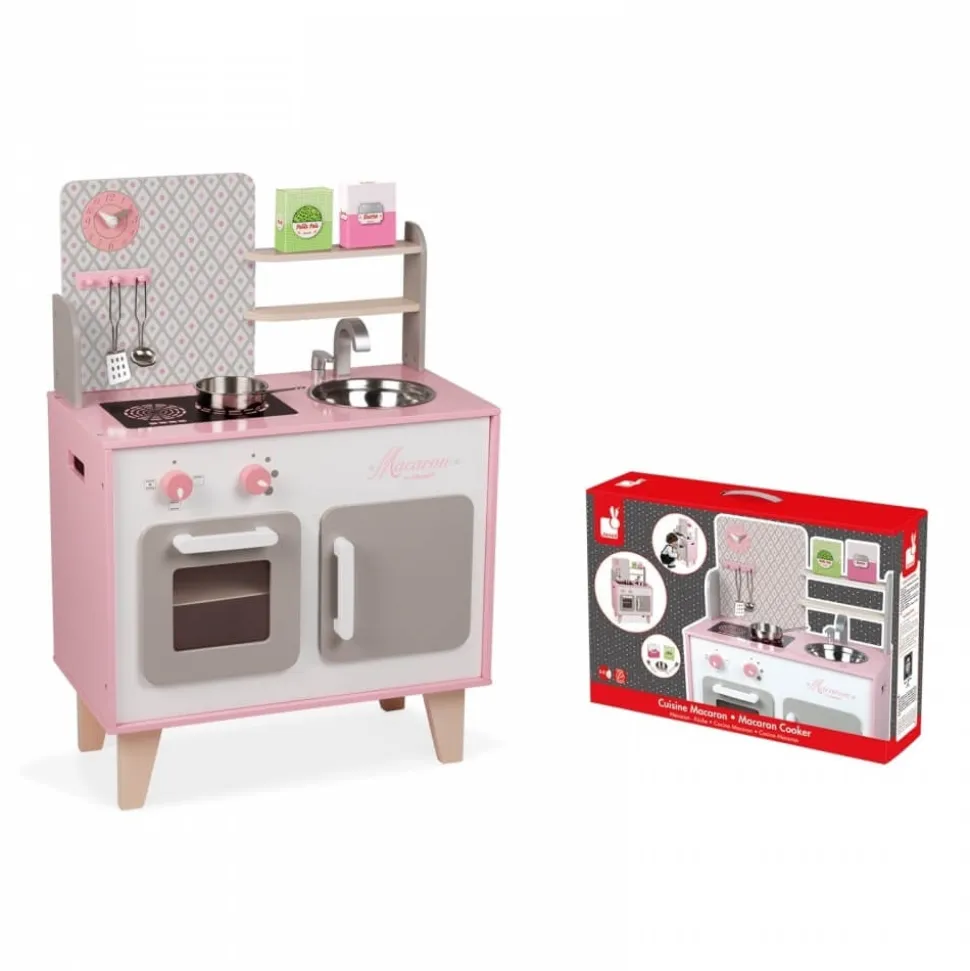 Cuisine enfant en bois macaron rose