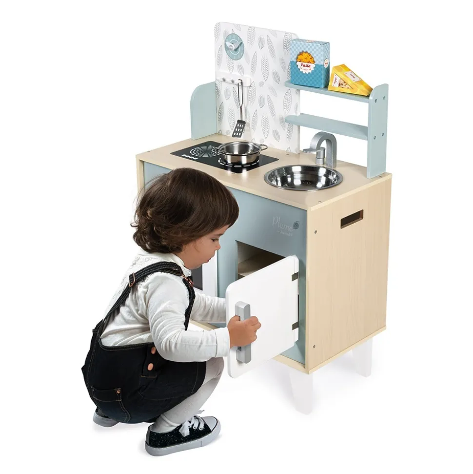 Cuisine enfant en bois plume verte