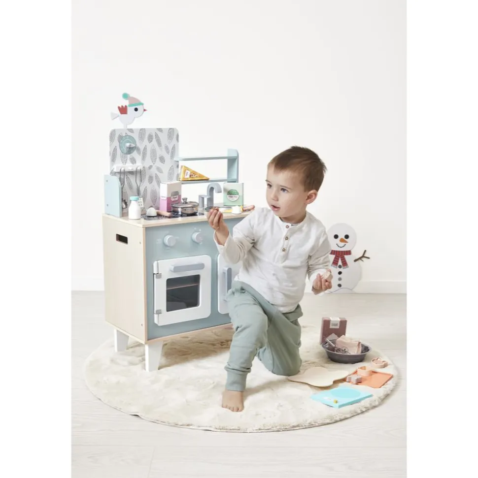 Cuisine enfant en bois plume verte