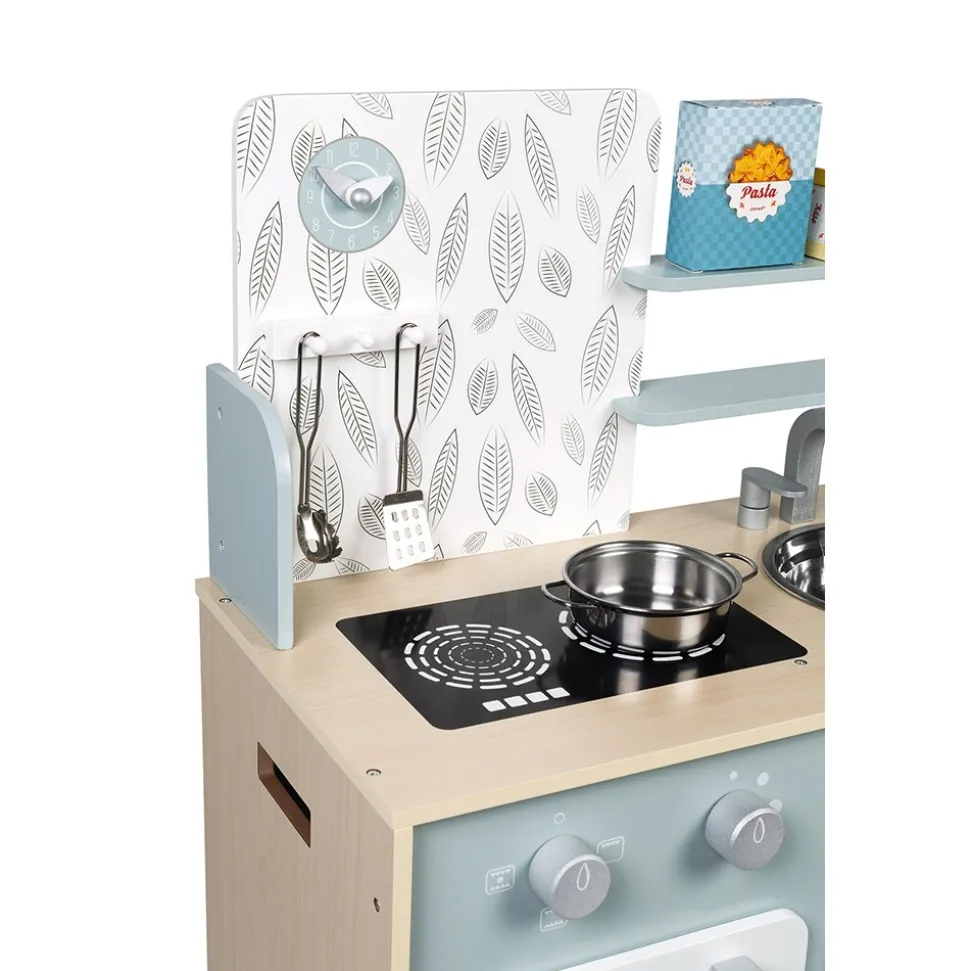 Cuisine enfant en bois plume verte