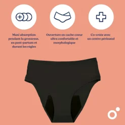 Culotte post partum et menstruelle flowly black 3xl/4xl/5xl