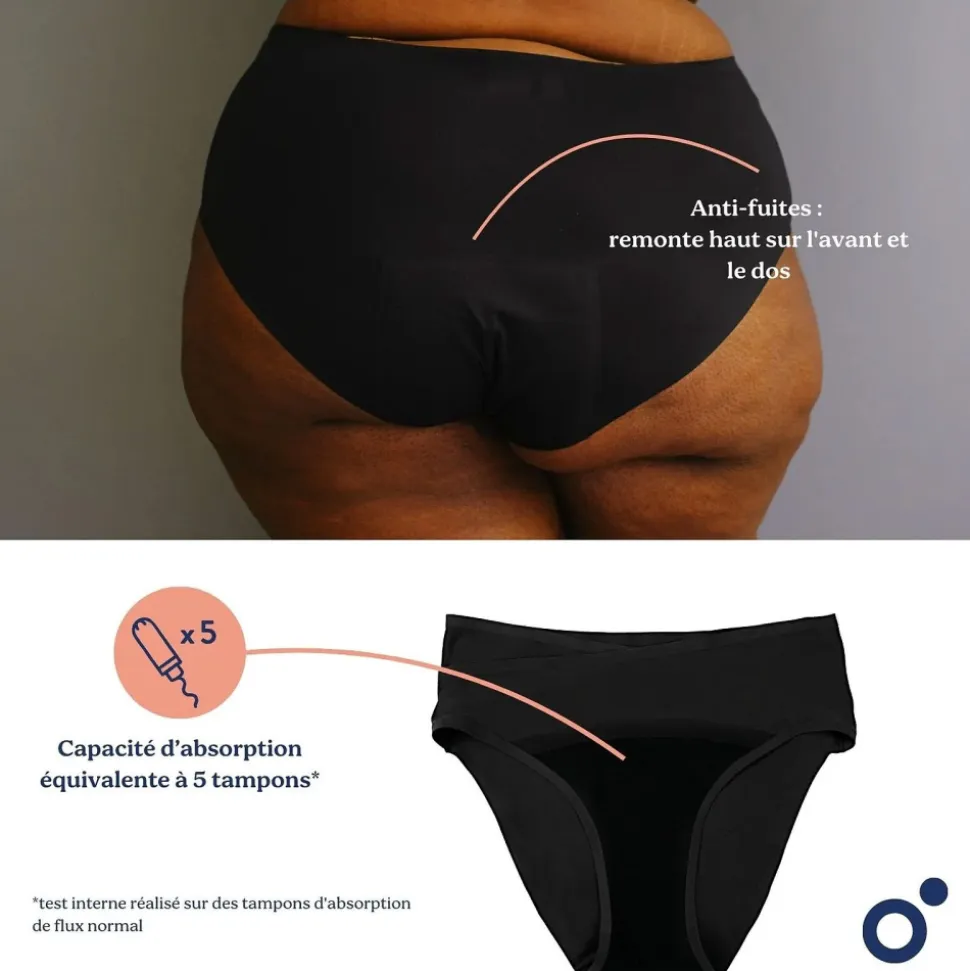 Culotte post partum et menstruelle flowly black xs/s/m