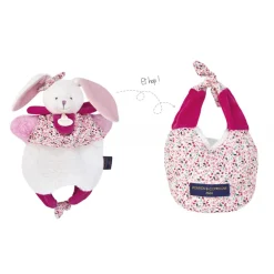 Doudou amusette lapin cerise