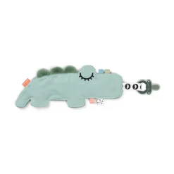 Doudou attache-sucette croco vert