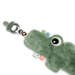 Doudou attache-sucette croco vert