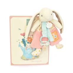 Doudou attache sucette lapin rose