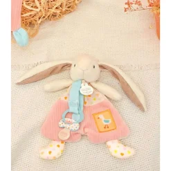 Doudou attache sucette lapin rose